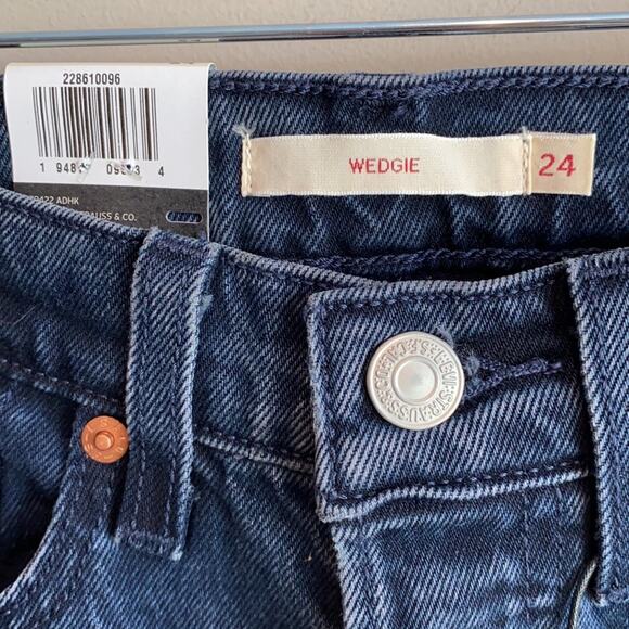 Levi’s Wedgie Fit Ankle Jean Button Fly Dark Blue 24 - Picture 5 of 16